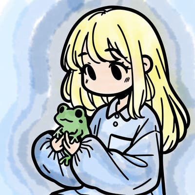 girl with long hair and a oversized shirt. and she is holding a frog
