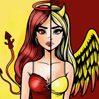 devil vs angel realistic girl