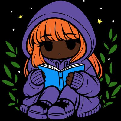 girl in oversized hoodie reading a book