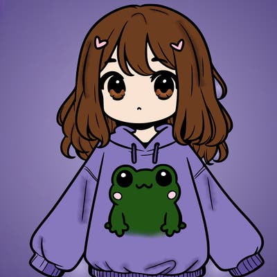 girl wearing frogging sweatshirt