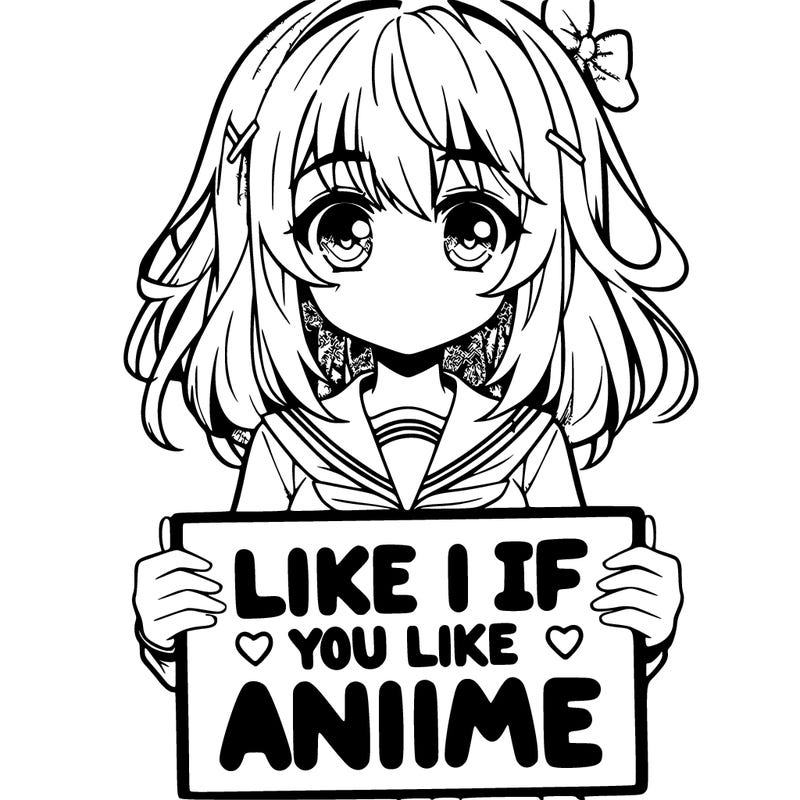 anime girl holding a sign saying like if you like anime