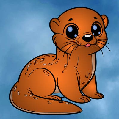 otter, big eyes, full body