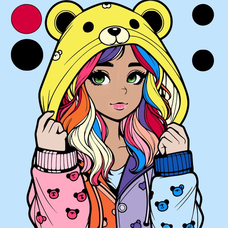 realistic girl in a animal pjs hoodie