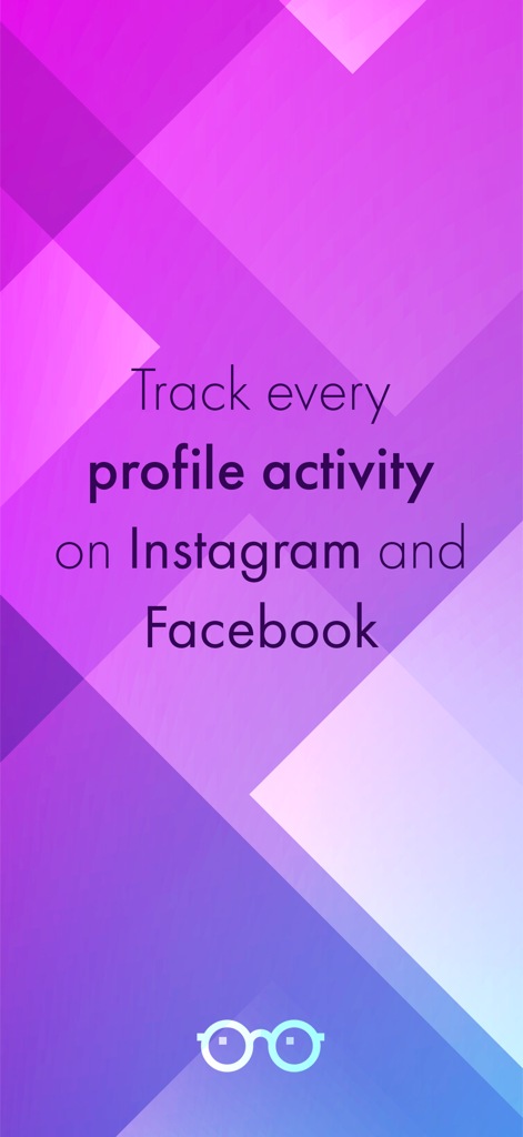 Pantalla promocional de la app xView con el texto indicando rastrear cada actividad de perfil en Instagram y Facebook.