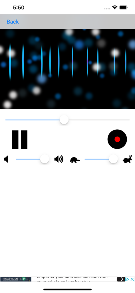 PDF Note Proのオーディオ録音インターフェース、3Dビジュアライザーと再生コントロール付き
