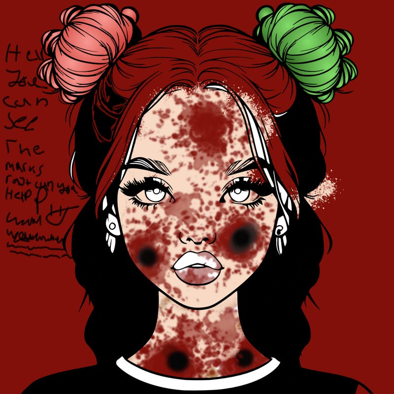 realistic girl with two buns in hair and lips