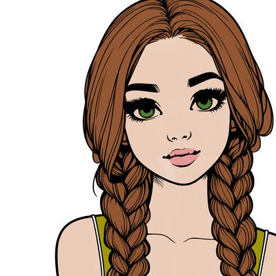 realistic girl with braids
