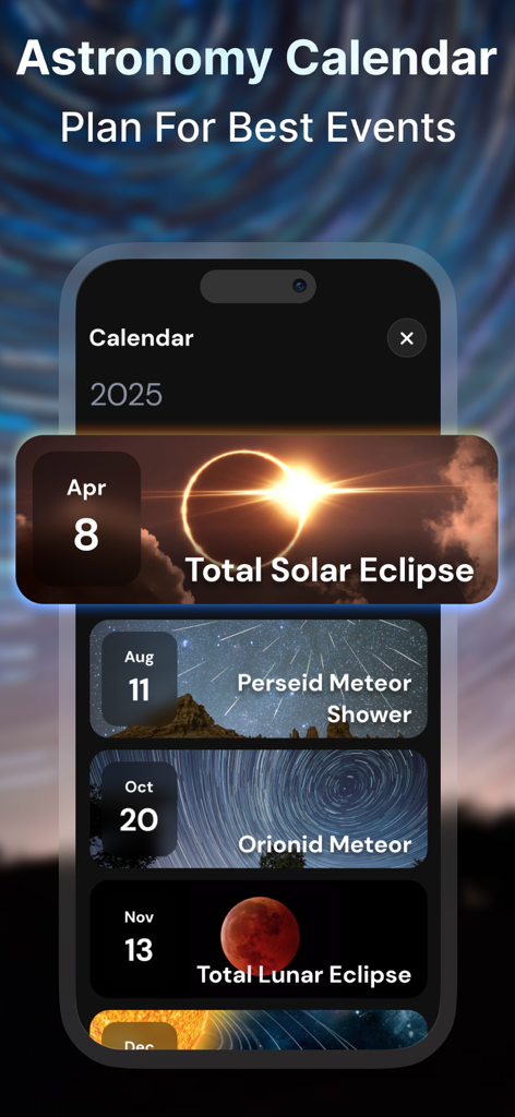 Star Gazer: Night Sky View Map - Calendario de astronomía que muestra próximos eventos celestes como eclipses solares y lluvias de meteoros