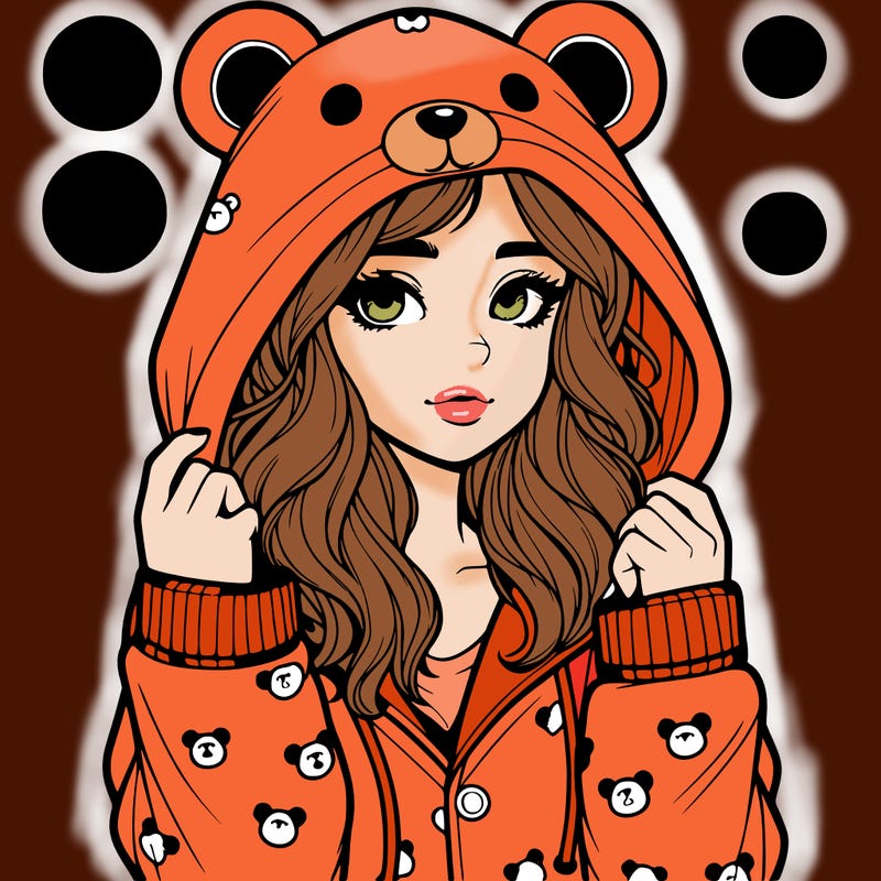 realistic girl in a animal pjs hoodie
