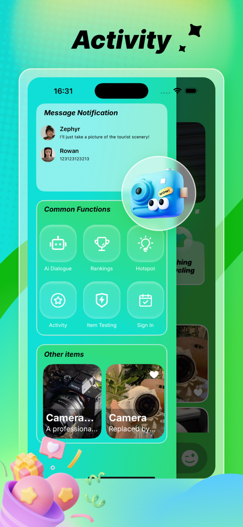Screenshot of the Crewd app activity screen showing message notifications and community functions
