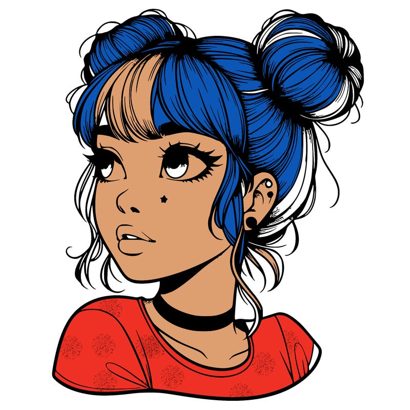 realistic girl with spacebuns