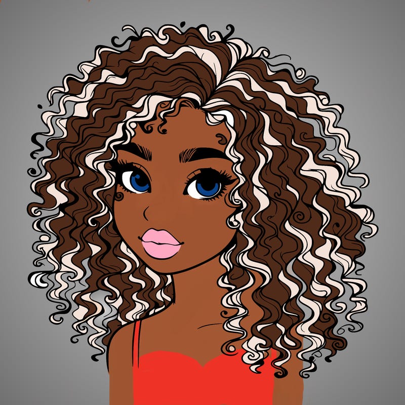 girl with curly hair realistic