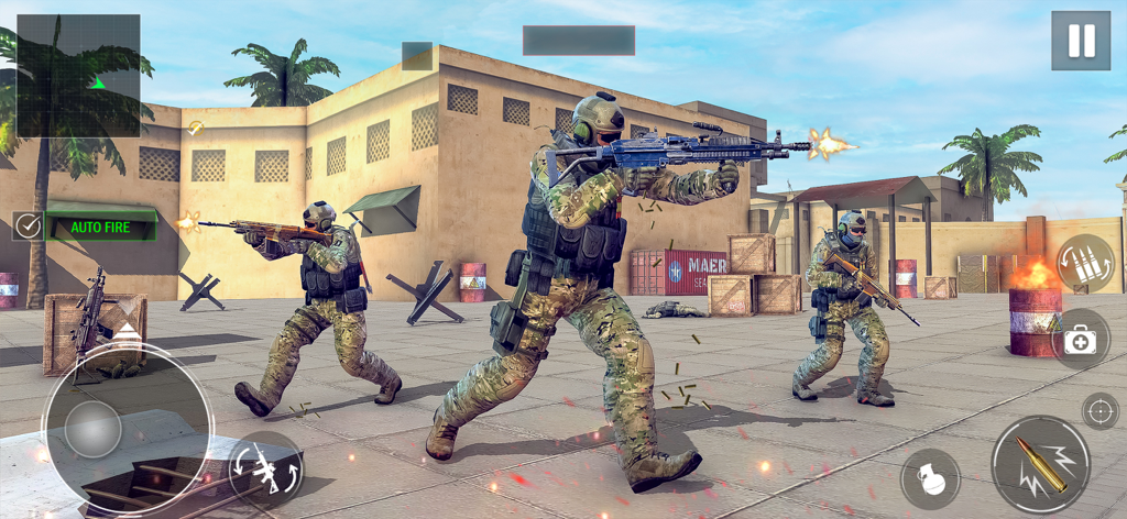 Fire Game Battle Shooting Game - Tactical military shooting action in a desert battlefield environment