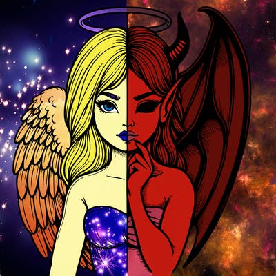 realistic angel half demon