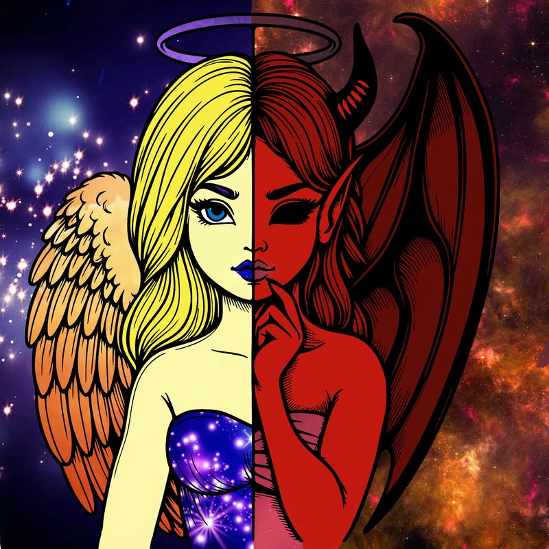 realistic angel half demon