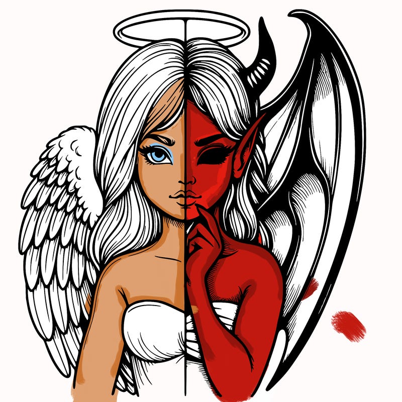 realistic angel half demon