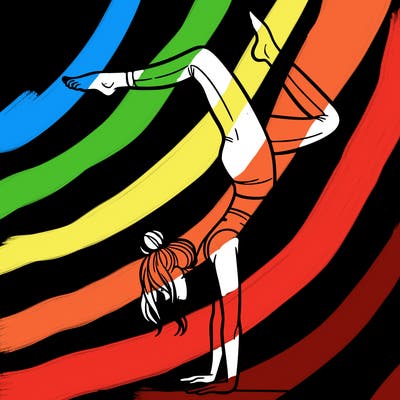 a woman doing a handstand