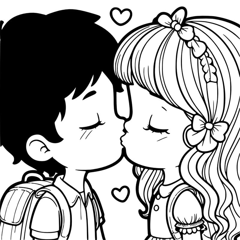 girl and boy kissing