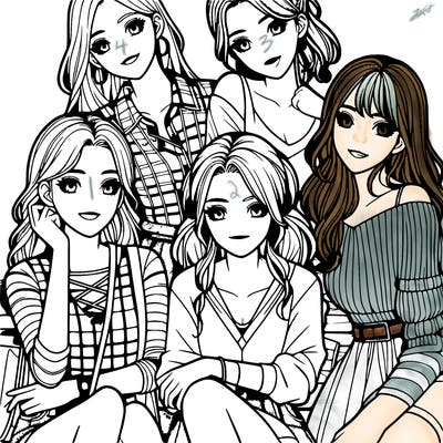 a group of girls realistic