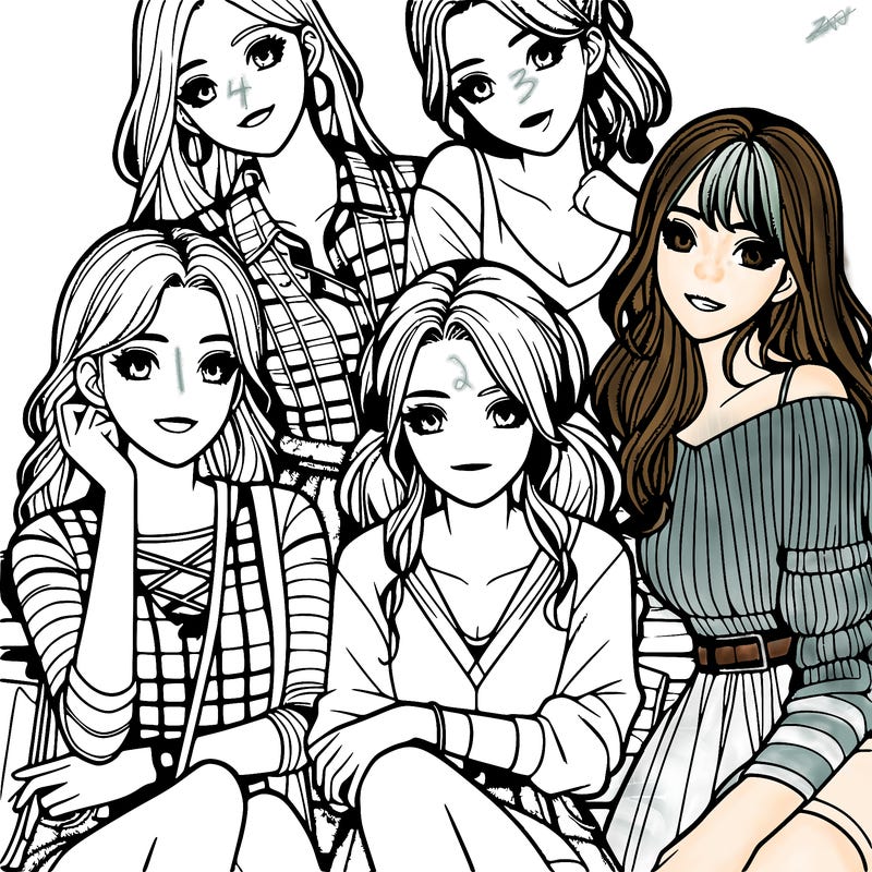 a group of girls realistic