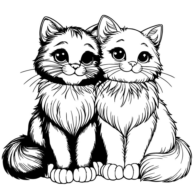 realistic cat couple