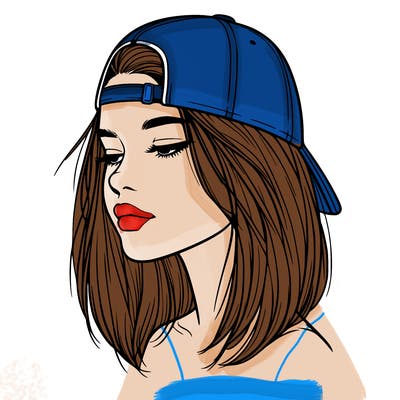 realistic  girl with a backwards hat