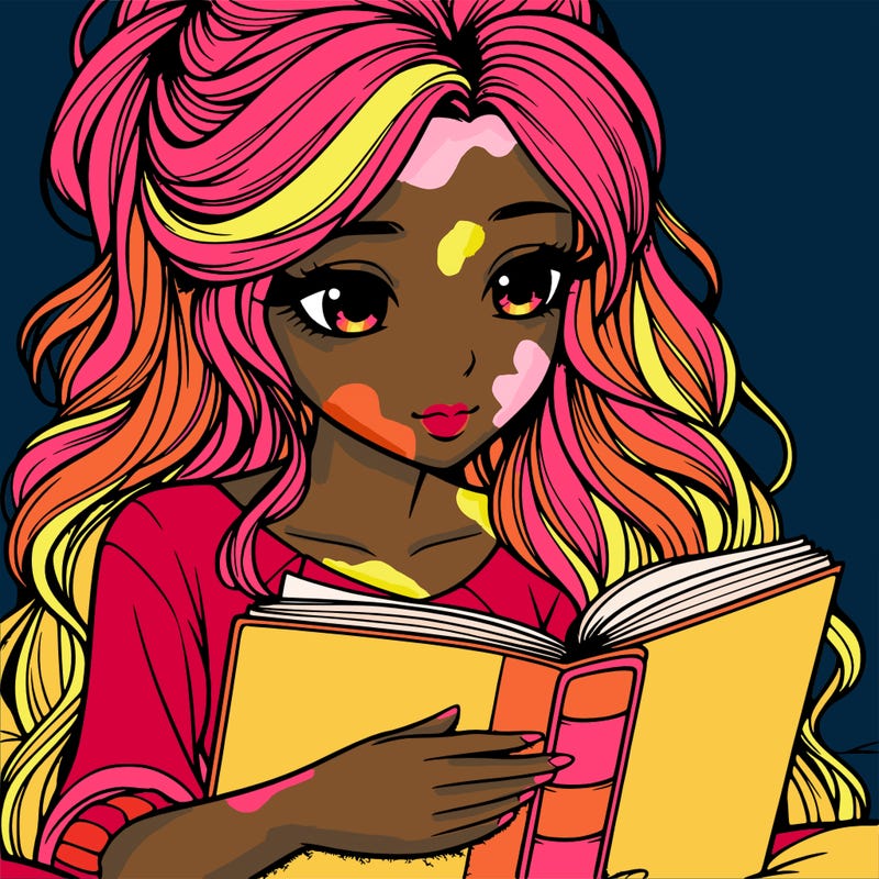 realistic girl reading a book