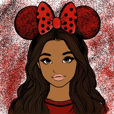 aesthetic realistic girl wearing mickey mouse ears