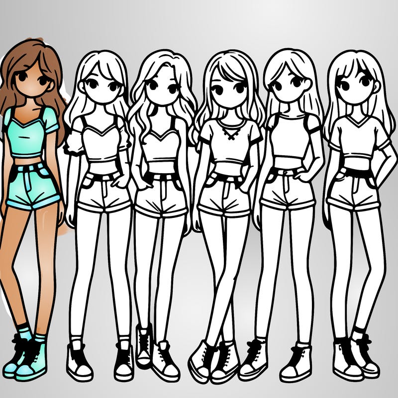 a group of girls wearing crop tops and shorts