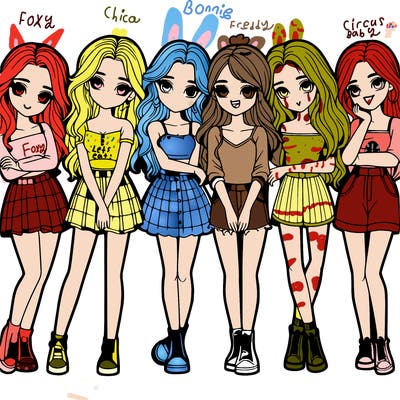 a group of girls realistic