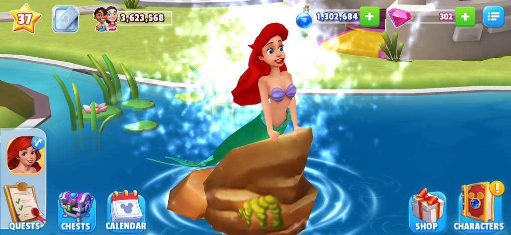 Disney Magic Kingdoms - Ariel aus Arielle, die Meerjungfrau sitzt auf einem Felsen in Disney Magic Kingdoms