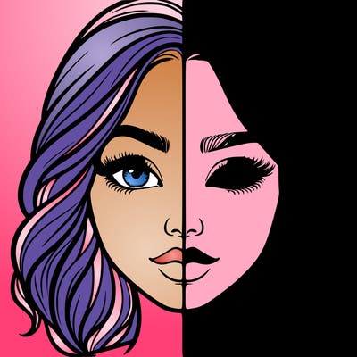 realistic girl split half