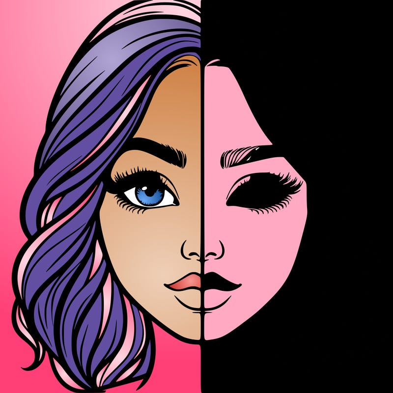 realistic girl split half