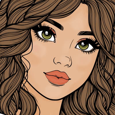 beautiful realistic girl close up to the camera with wavy hair,