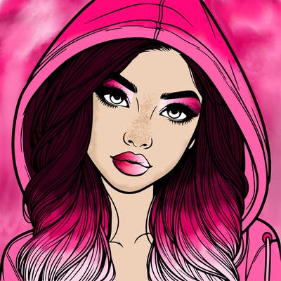 realistic beautiful girl with a hood on