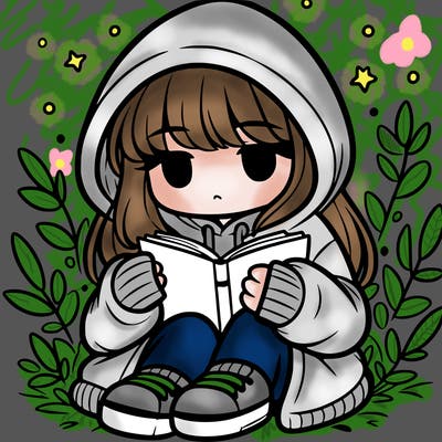 girl in oversized hoodie reading a book