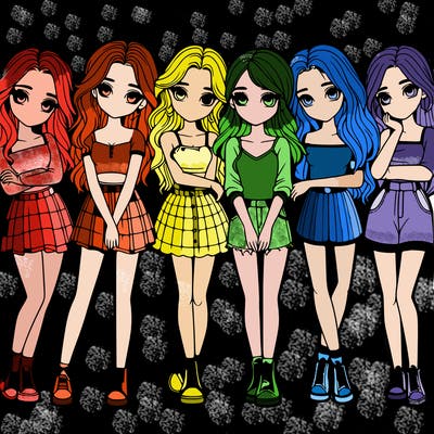 a group of girls realistic