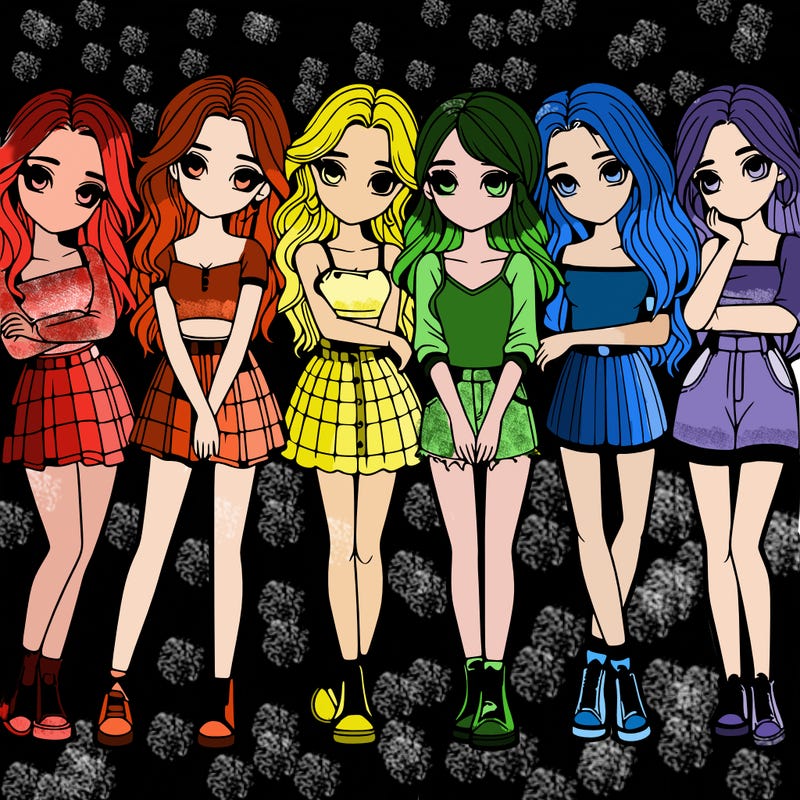 a group of girls realistic