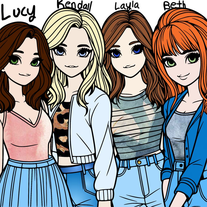 a group of girls realistic