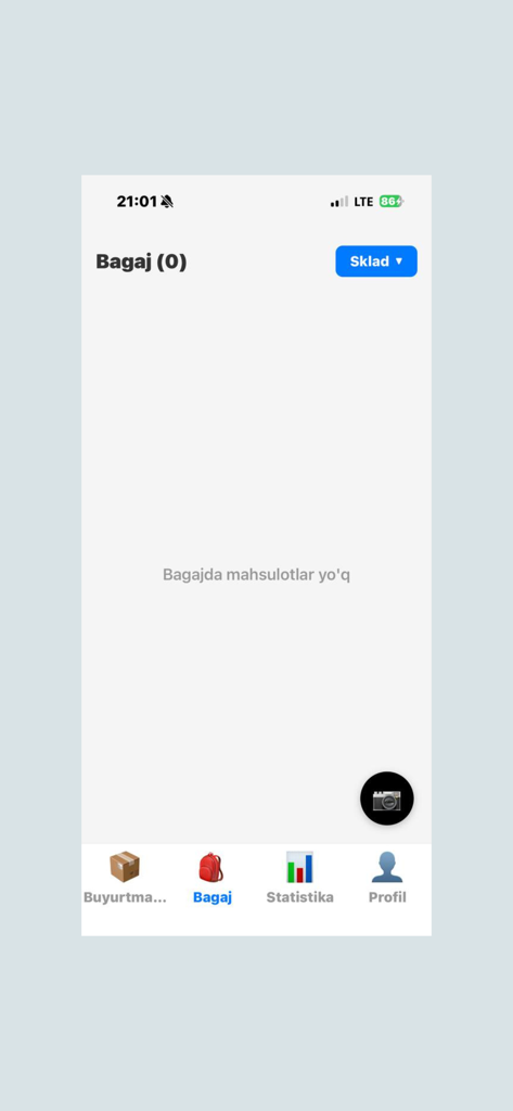 Courier Lite - Interfaz de la aplicación Courier Lite que muestra la pantalla de gestión de equipaje en idioma uzbeko