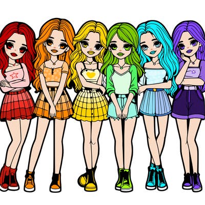 a group of girls realistic