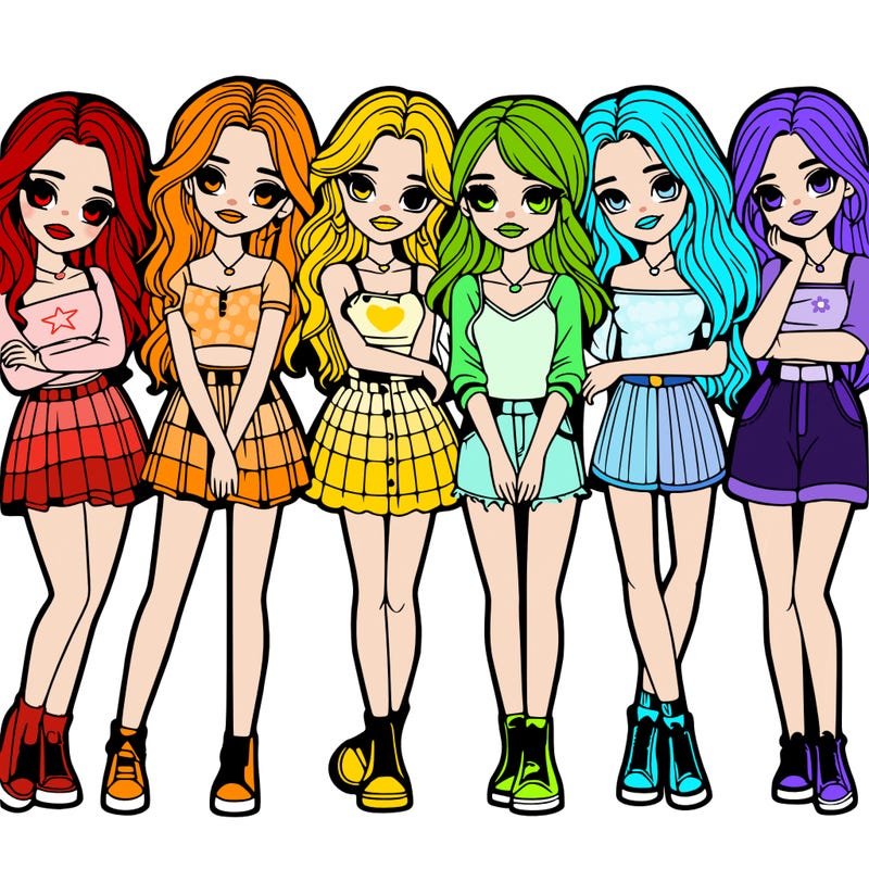 a group of girls realistic