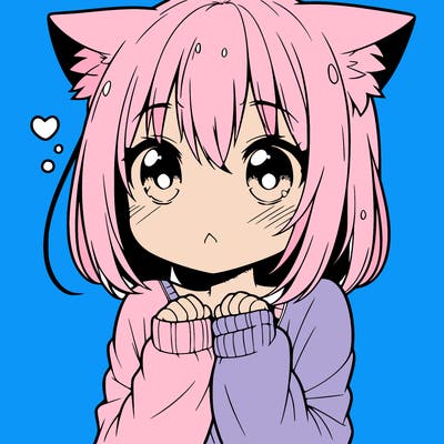 shy anime catgirl