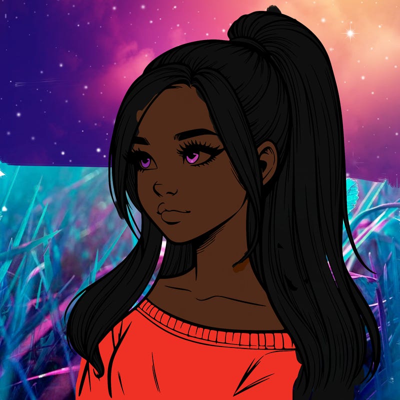 realistic girl with a high ponytail