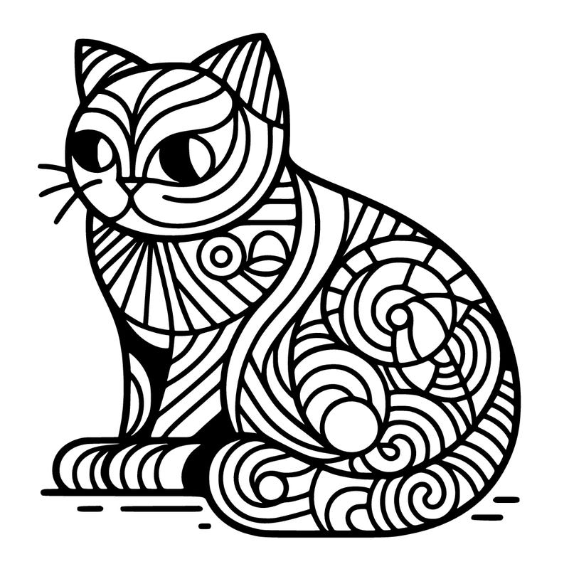 abstract art designed cat