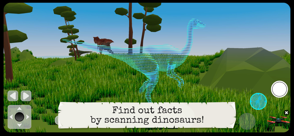 Dinosaur & Prehistoric Animal - 3D 탐험가 게임에서 공룡을 스캔하여 사실을 배우는 모습