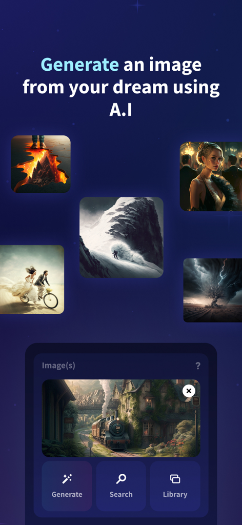 Oniri - Your Dream Journal - Interface of the Oniri app showcasing AI-generated images based on user dreams