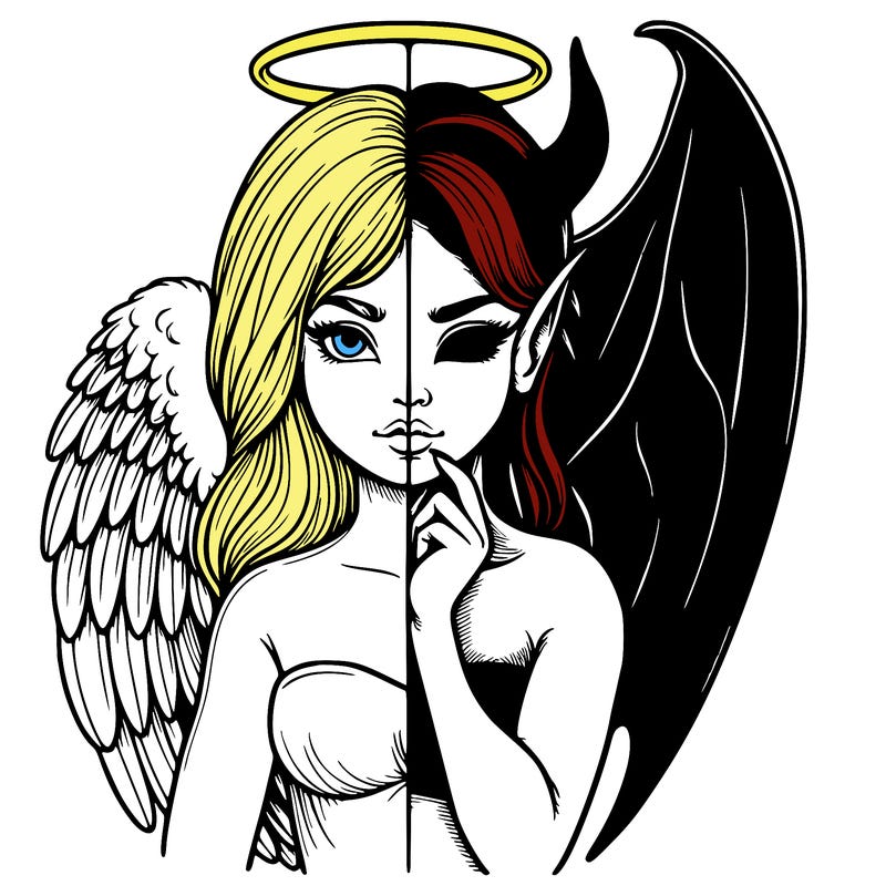 realistic angel half demon