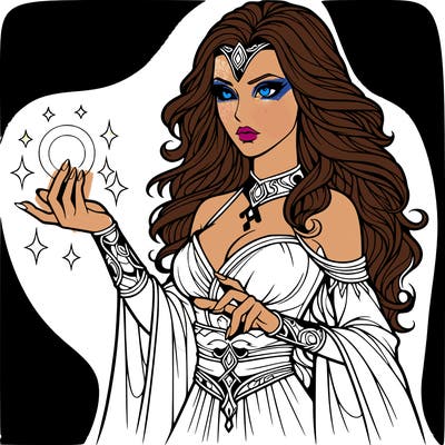 realistic women sorcerer using magic