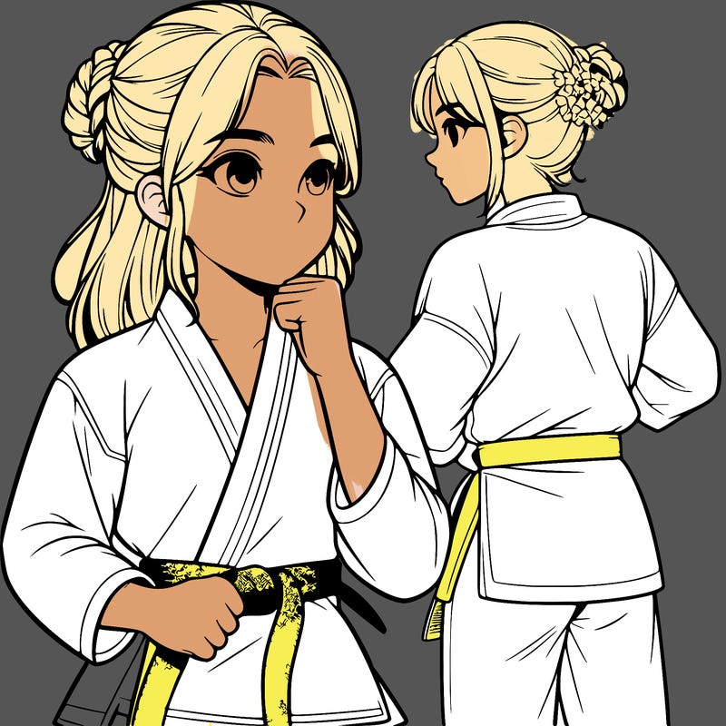 a realistic girl at karate class